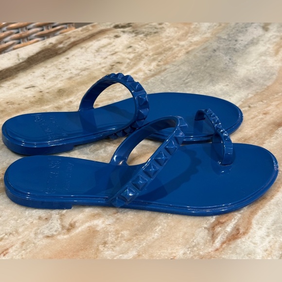 Women’s CARMEN SOL plastic studded blue Maria flat jelly sandals- Size 11 - Picture 4 of 6